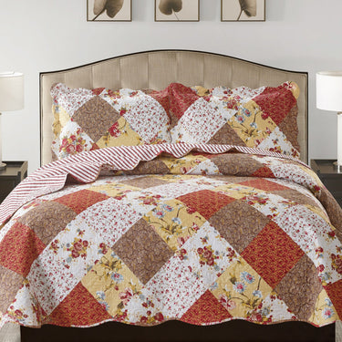 Suzy 3 Piece Quilt Set - Rust